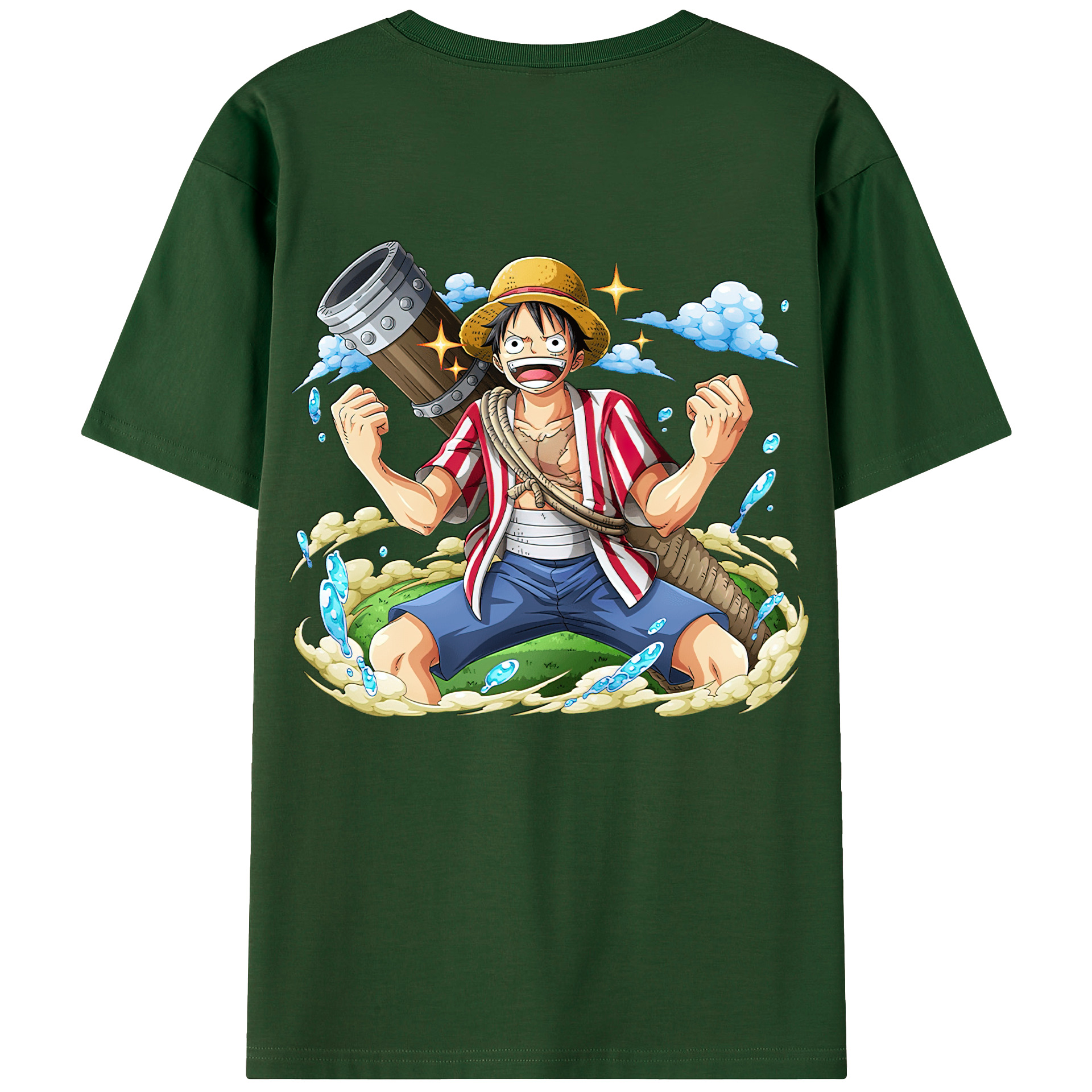 ワンピース モンキー・D・ルフィ ONE PIECE Monkey D. Luffy 綿100％半袖Tシャツ（背面プリント）